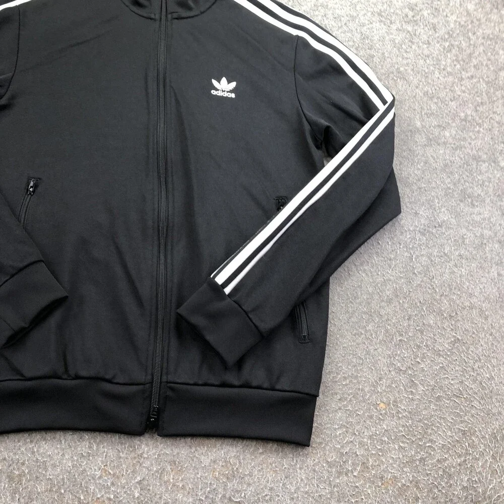 Adidas Jacket Mens Medium Black Zip Track 3 Stripe Parley Ocean Plastic Firebird